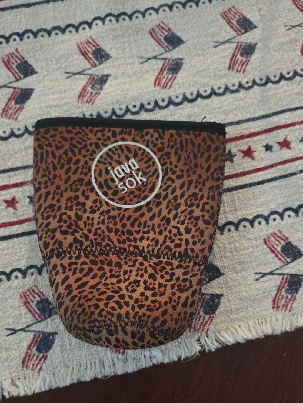 Java Sok Leopard Print Cup Sleeve - Brown/Black